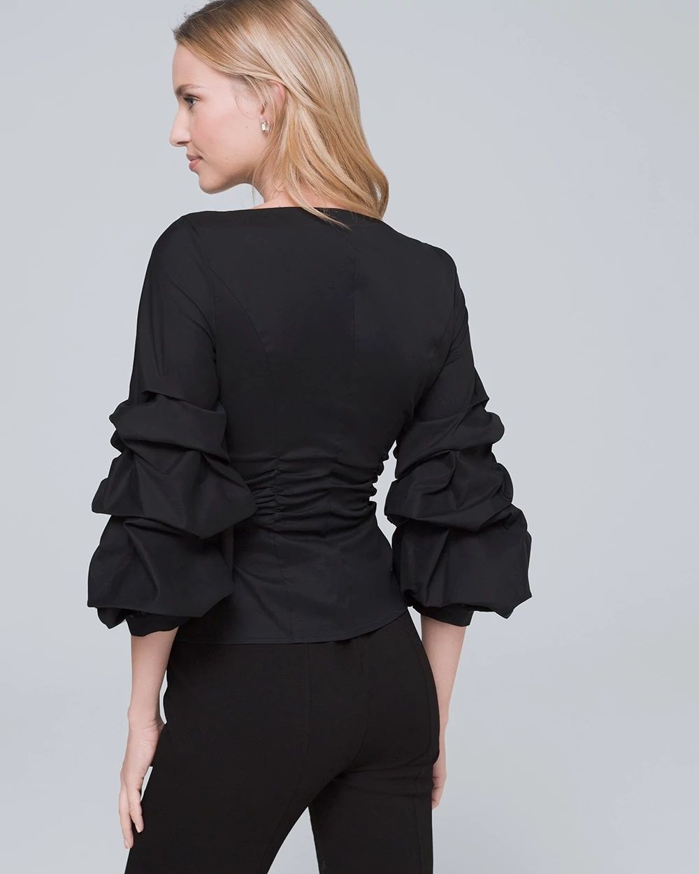 Drama-Sleeve Poplin Shirt