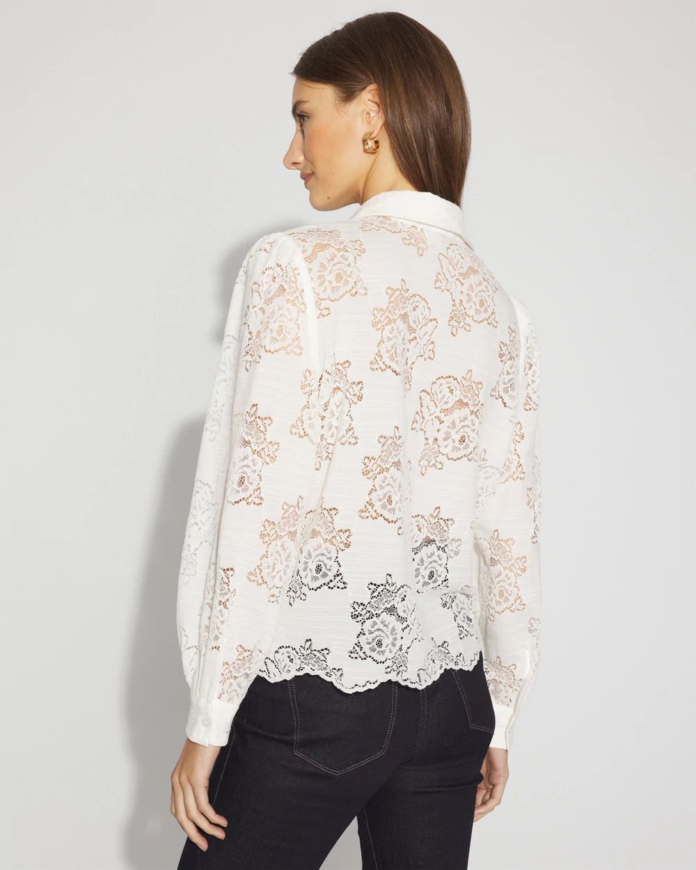 Lace Shirt with Scalloped Hem