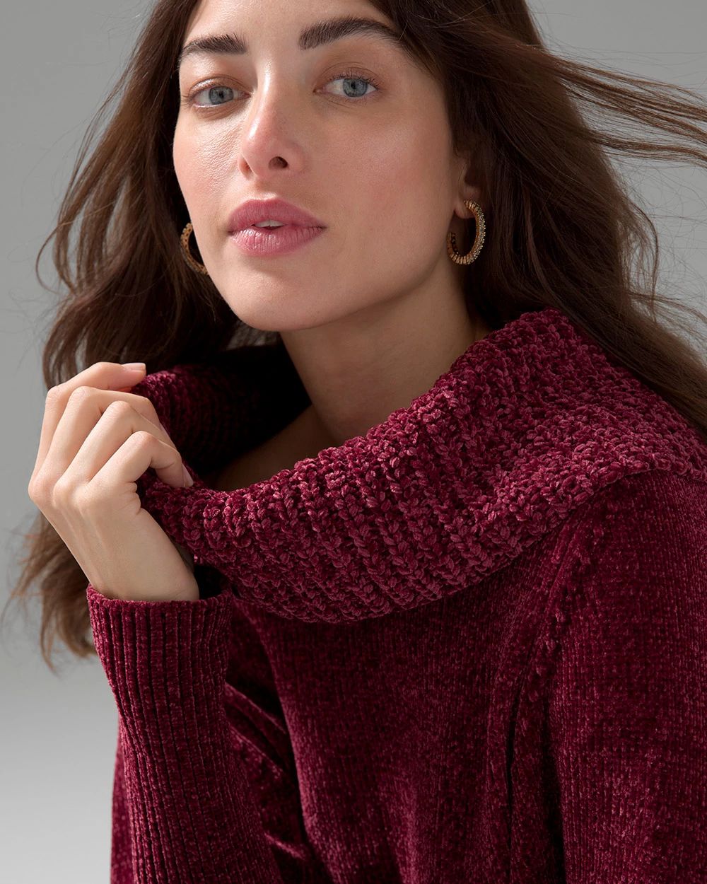 Cowl Neck Chenille Sweater