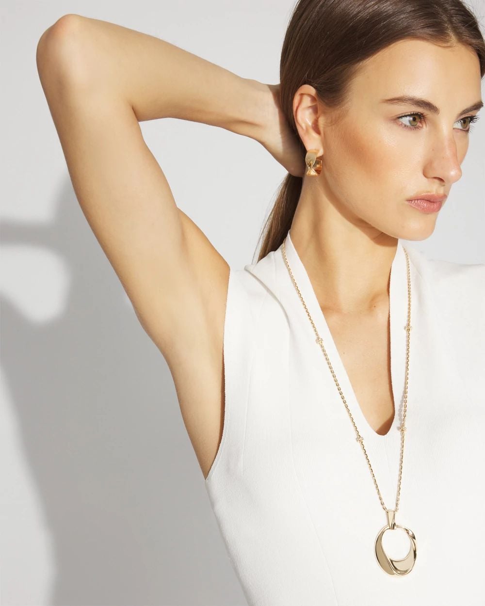 Gold Twisted Pendant Necklace