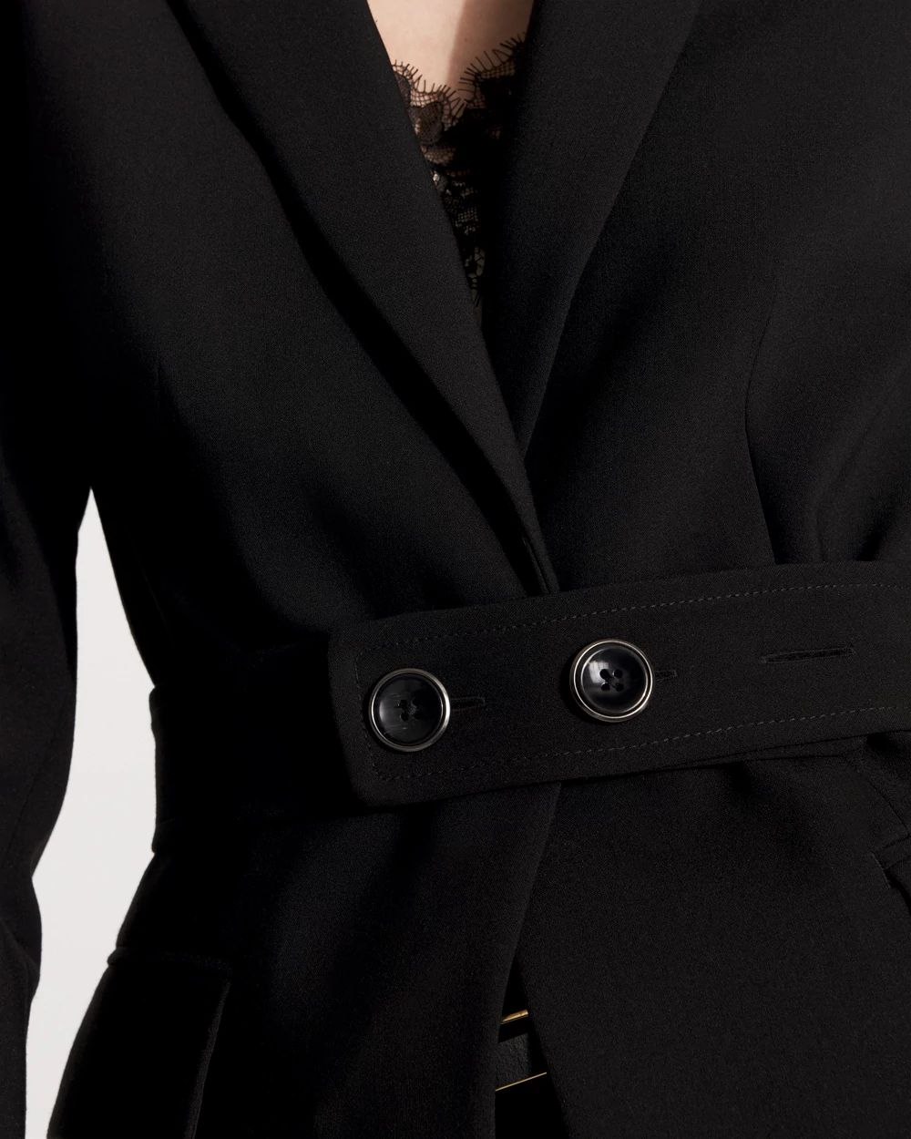 Petite Belted One-Button Blazer