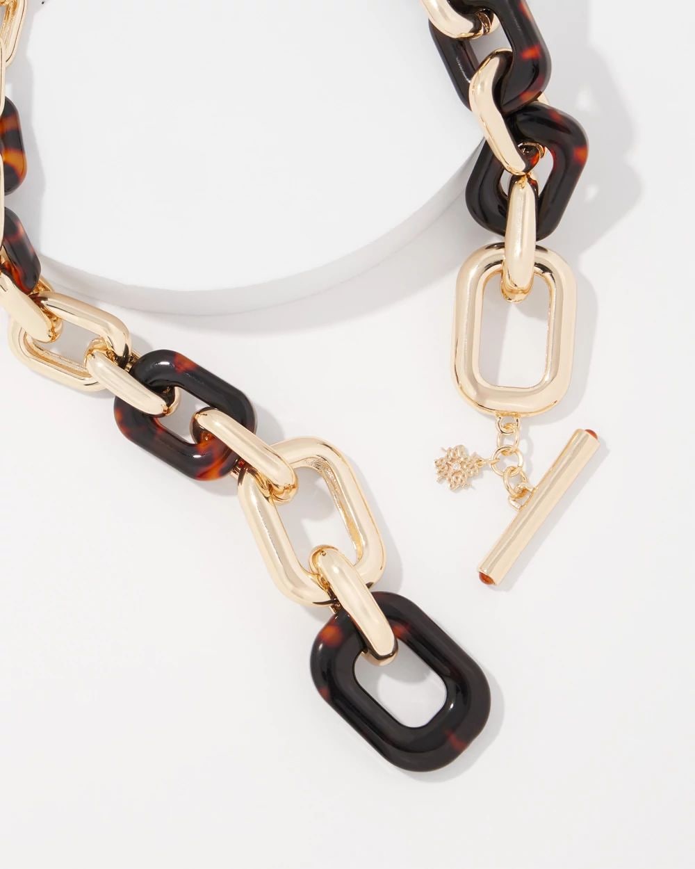 Gold and Tortoiseshell Link Toggle Necklace