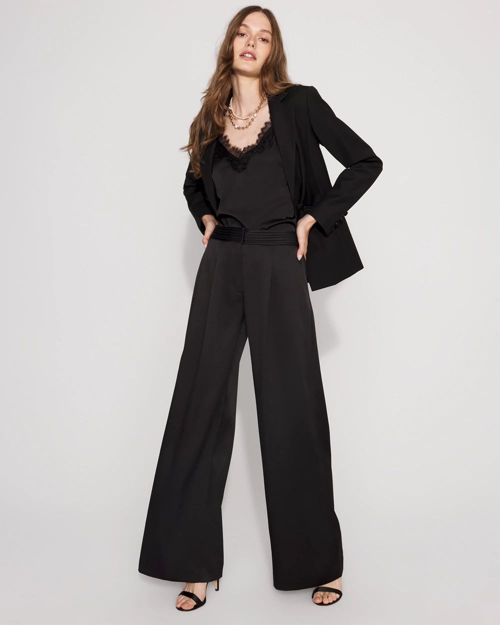 Petite Lace Trimmed Satin Camisole