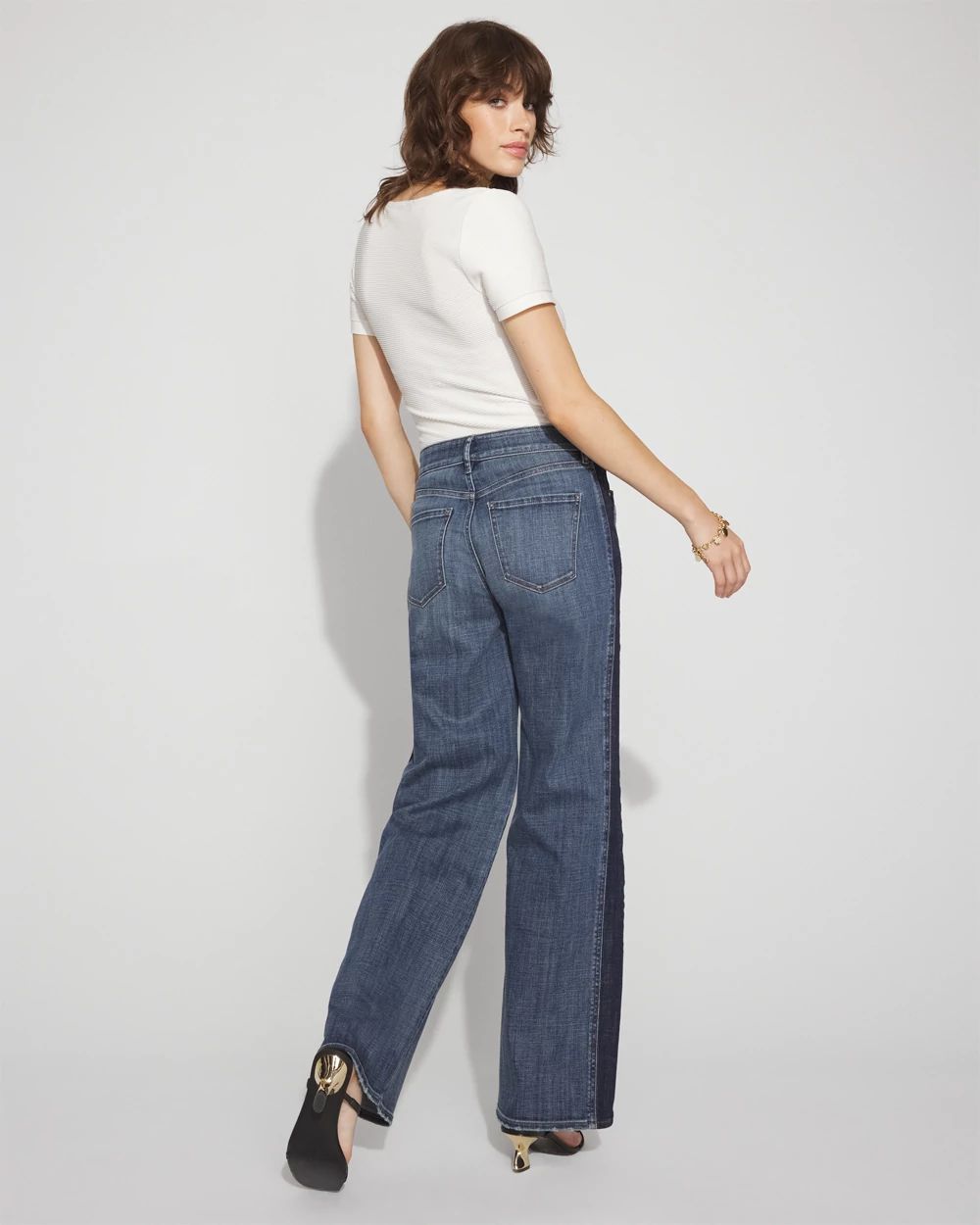 High-Rise Colorblocked Wide-Leg Jean