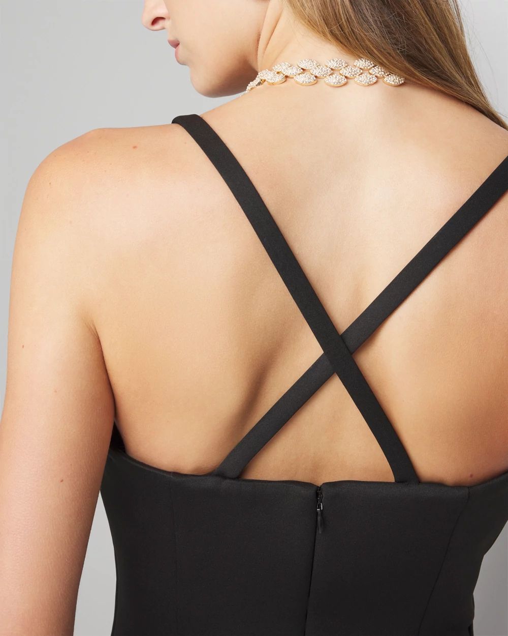 Petite Little Black Halter Midi Dress