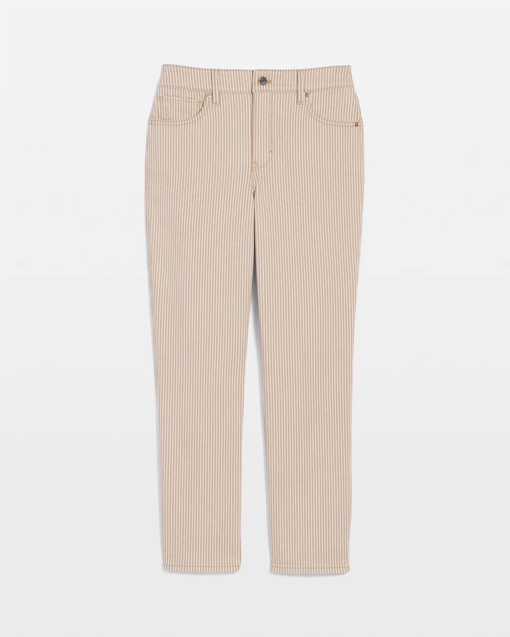 High-Rise Striped Straight Jean