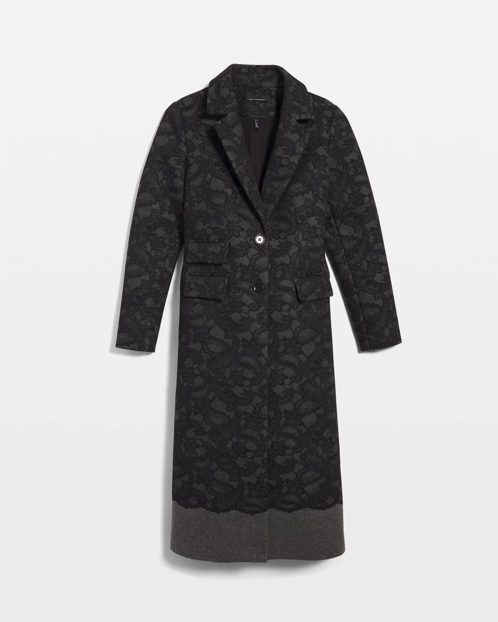 Lace Wool-Blend Melton Coat