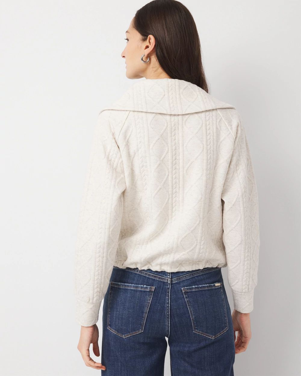 Funnel Neck Cable Knit Pullover