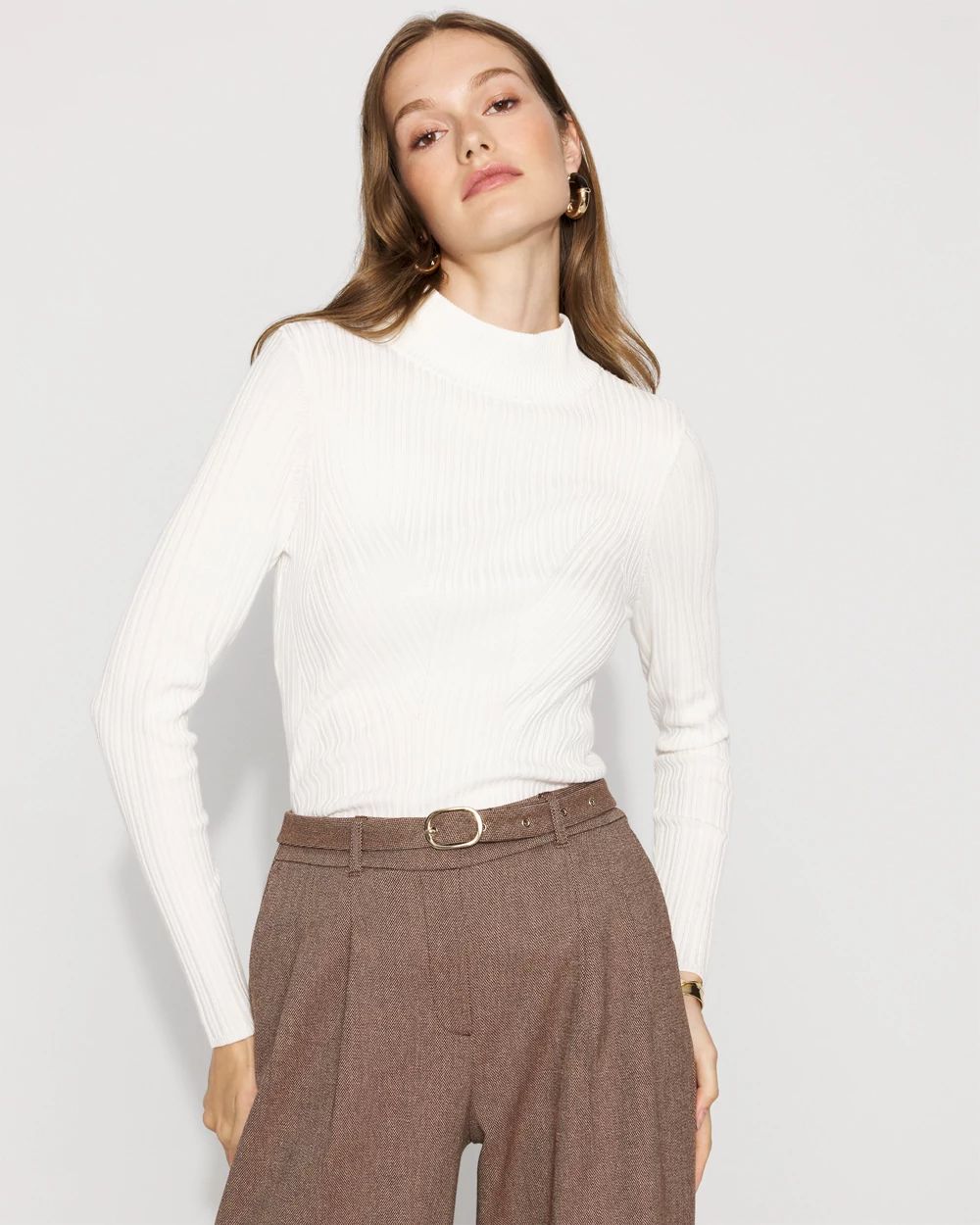 Petite Essential Mock Neck Rib Sweater