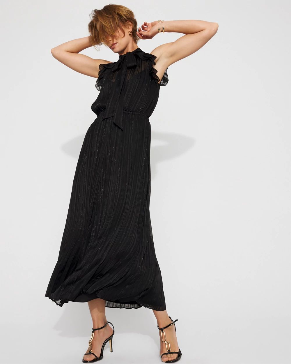 Chiffon Tie-Neck Maxi Dress