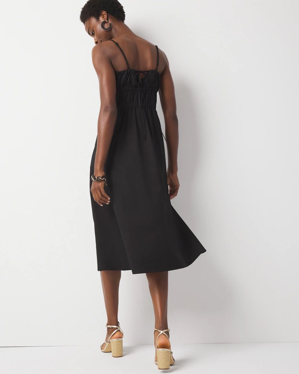 Poplin Tie Back Midi Dress