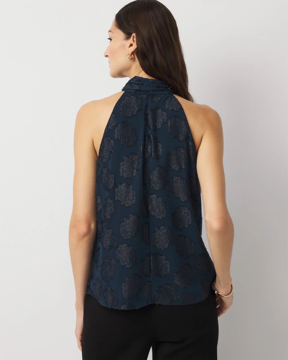 Floral Tie-Neck Halter Blouse