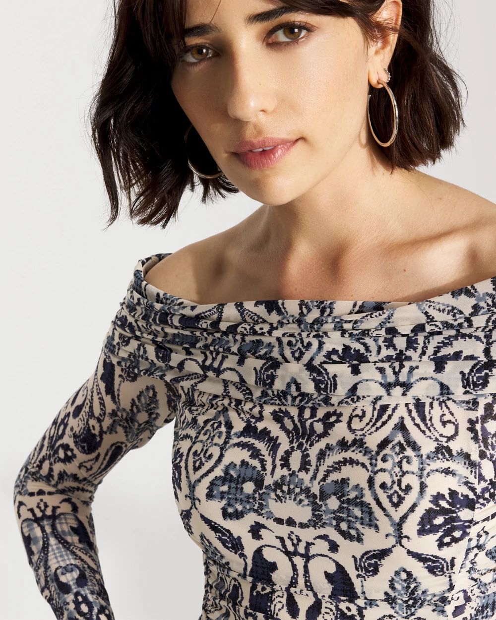 Off-the-Shoulder Mesh Top