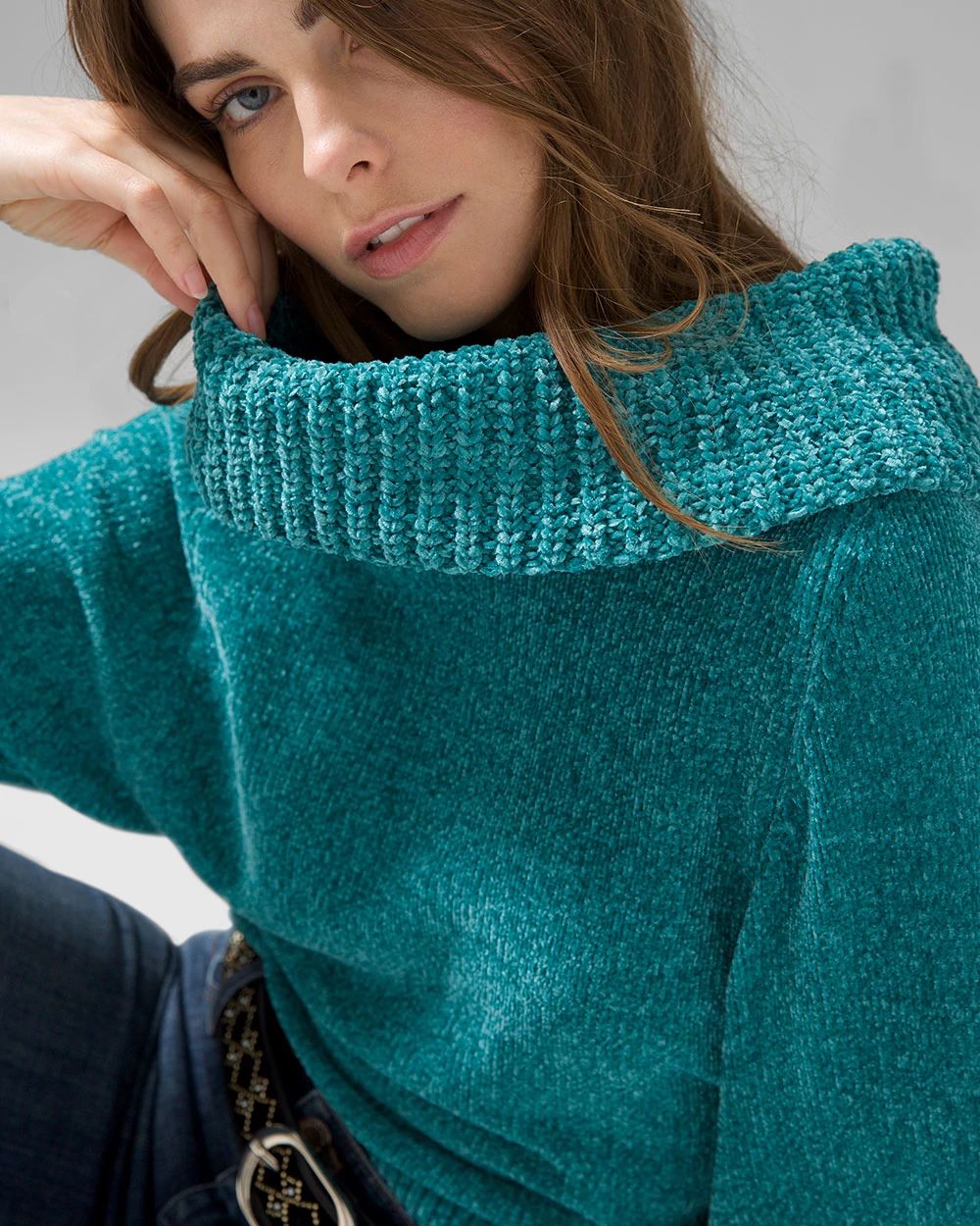 Cowl Neck Chenille Sweater