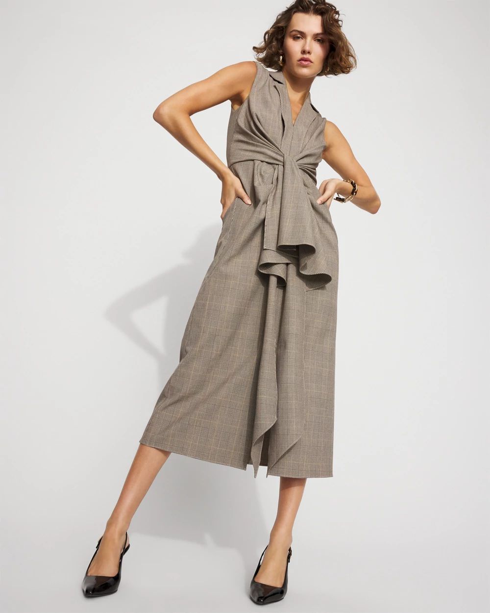 Blazer Faux Wrap Midi Dress