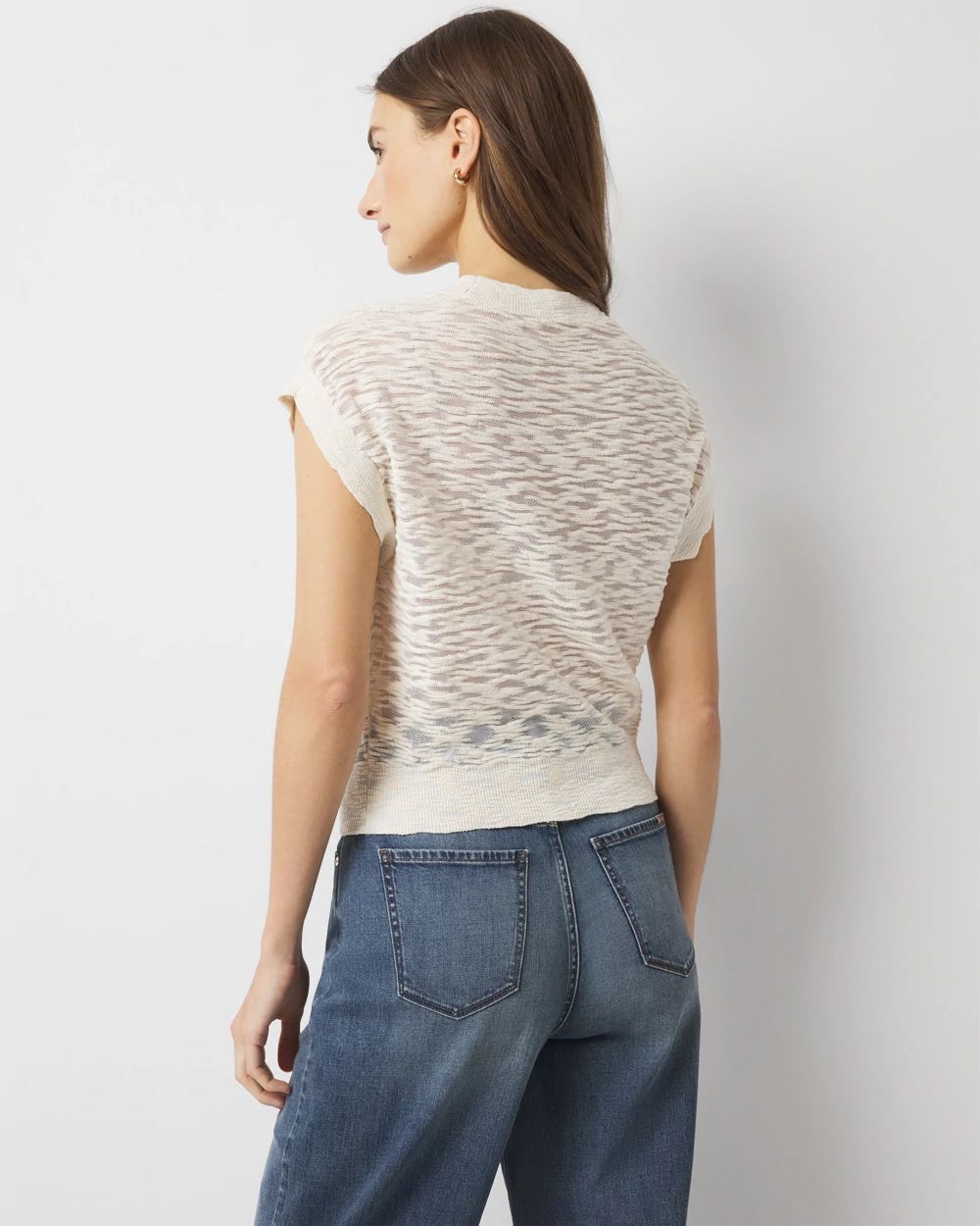 Sheer Textured Sweater Pullover