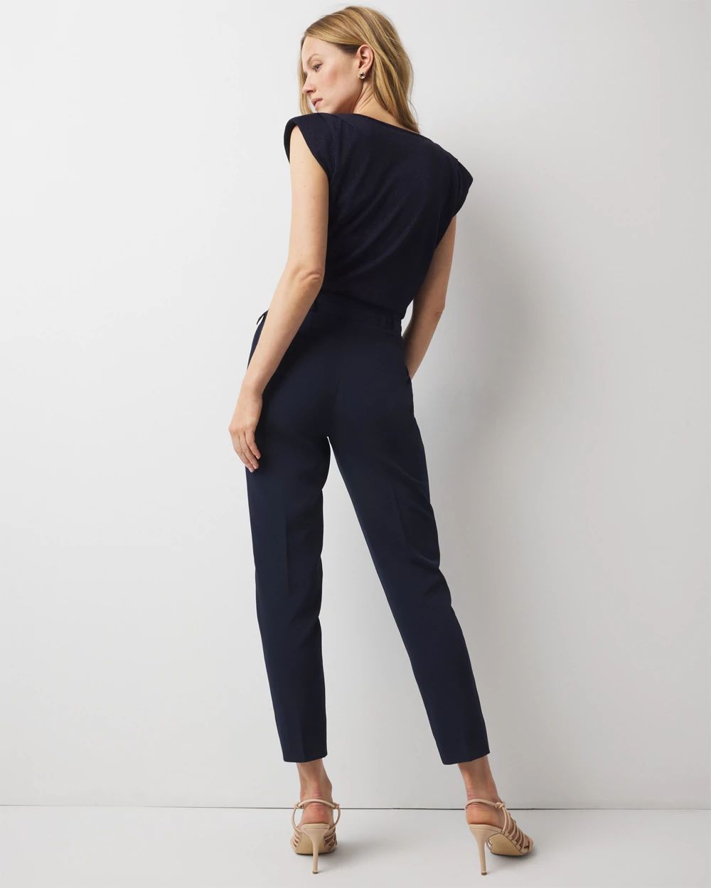 High-Rise Belted Tapered Ankle Pant