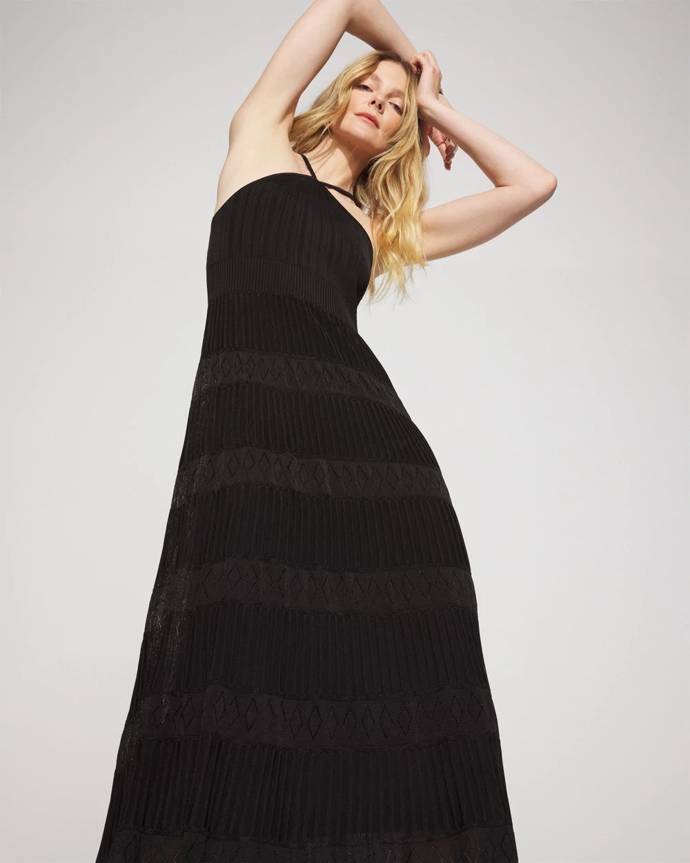 Tie-Back Halter Sweater Midi Dress