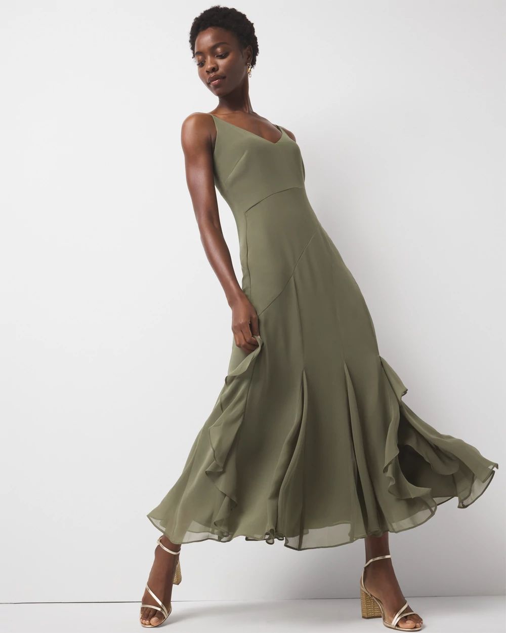 Ruffle Slip Maxi Dress