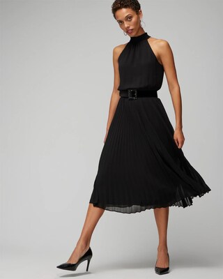 Pleated Halter Midi Dress click to view larger image.