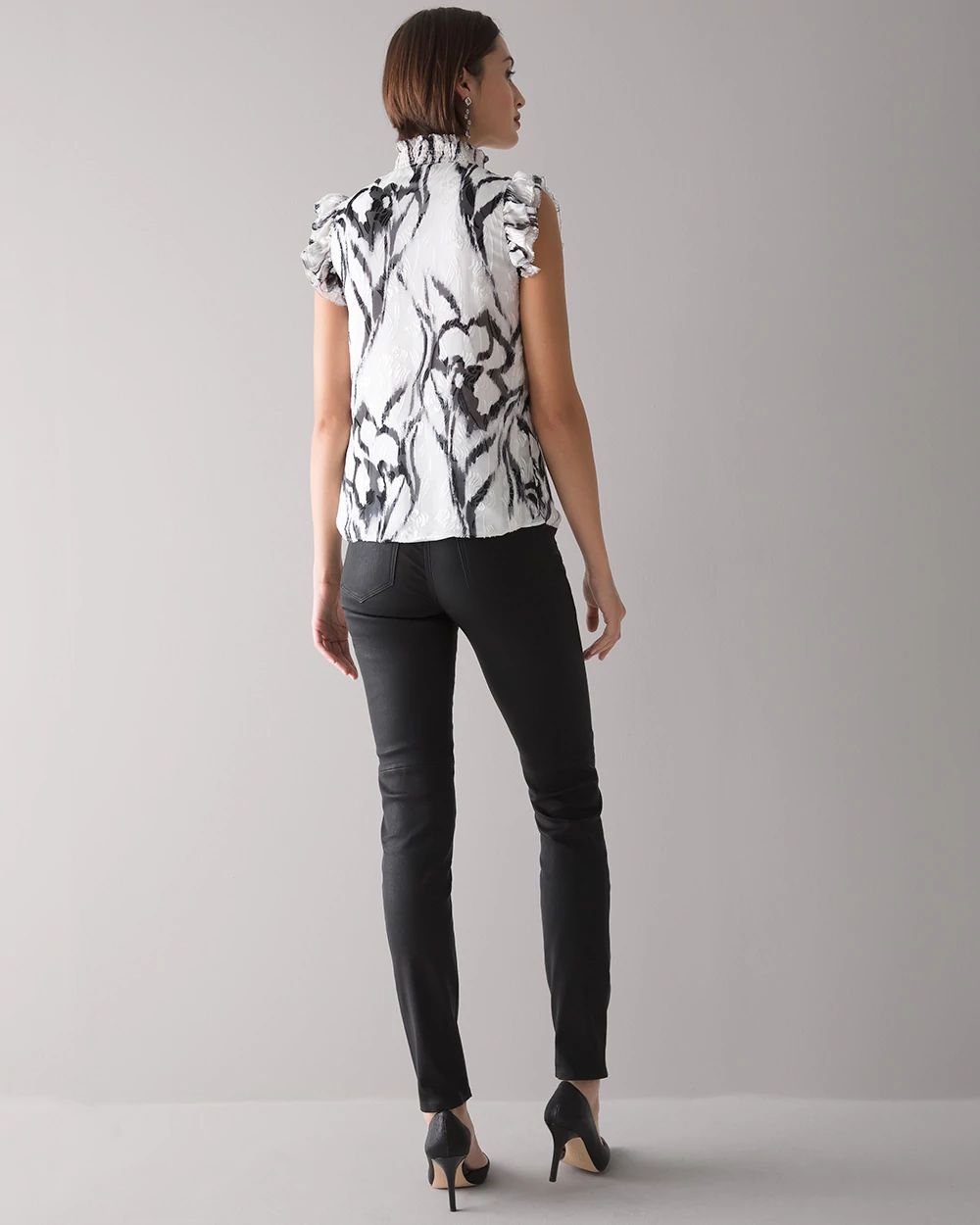 Sleeveless Mock Neck Burnout Blouse