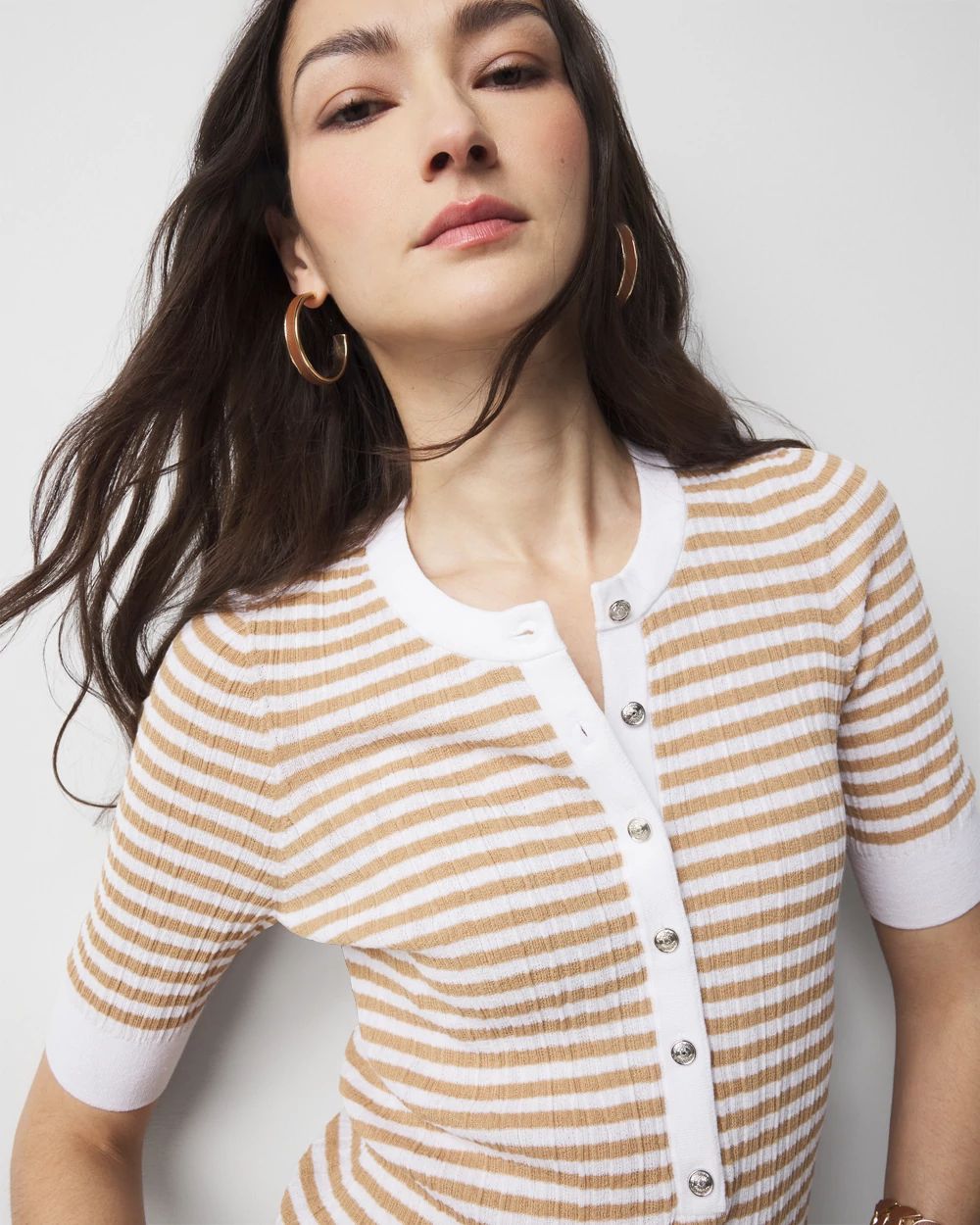 Elbow-Sleeve Henley Sweater