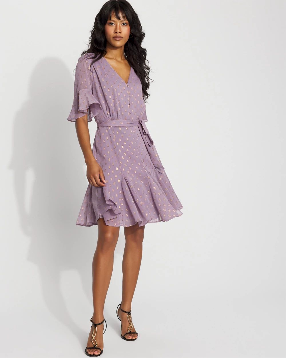 Godet Dress with Metallic Clip