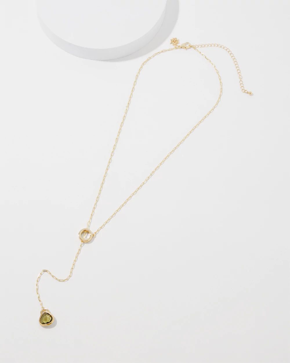 Olive + Gold Y Necklace