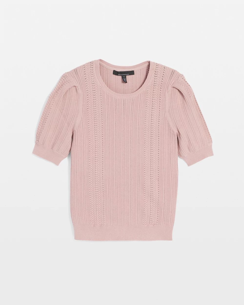 Pointelle Puff Sleeve Sweater