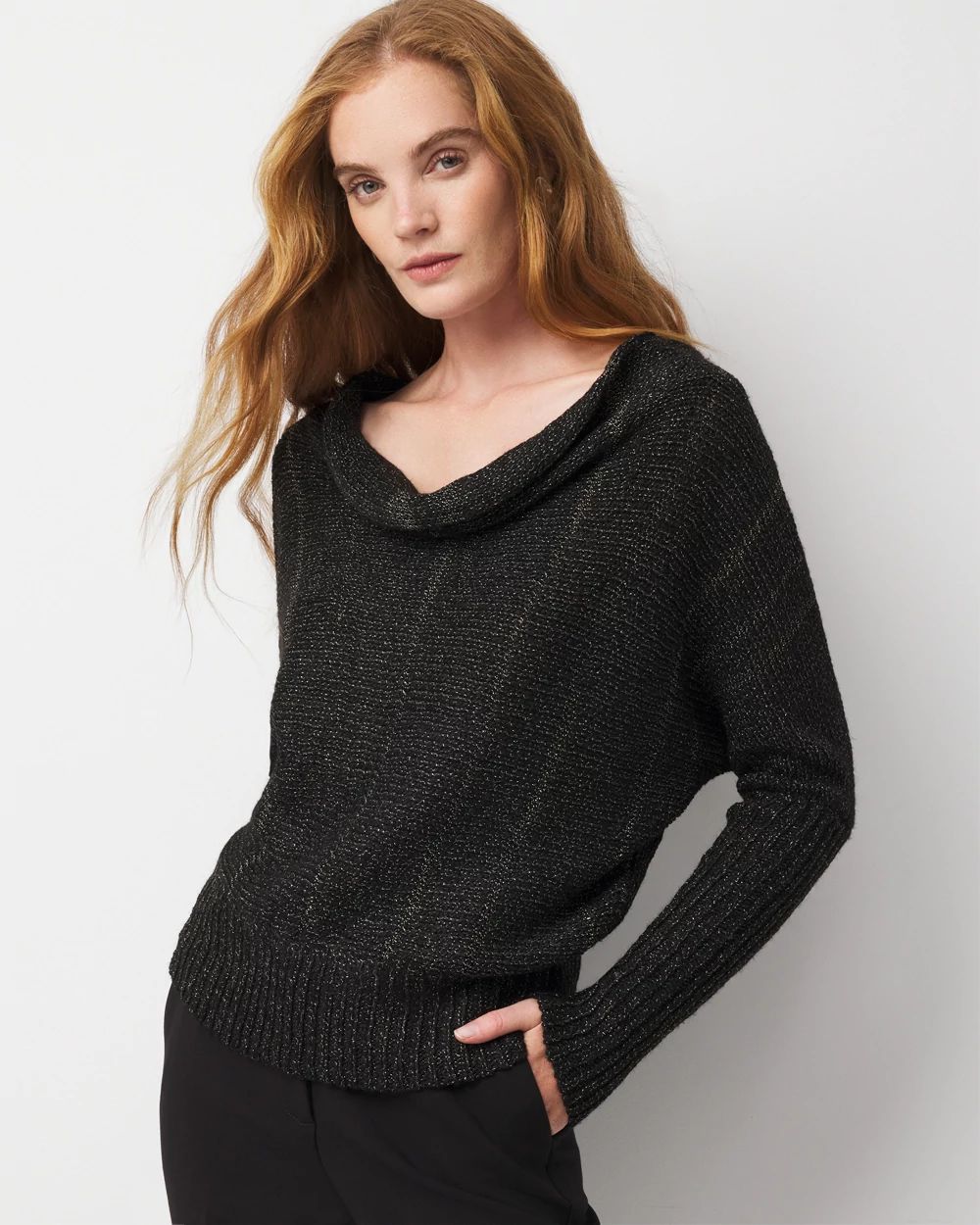 Metallic Dolman Pullover Sweater