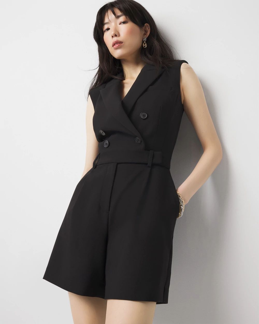 Double-Breasted Blazer Romper