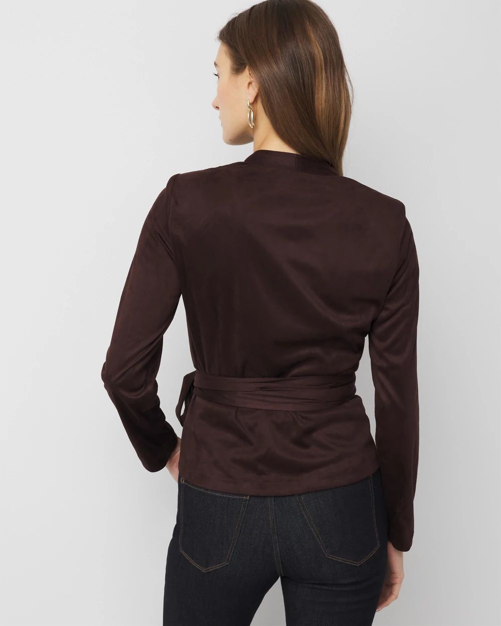 Faux Suede Wrap Blouse