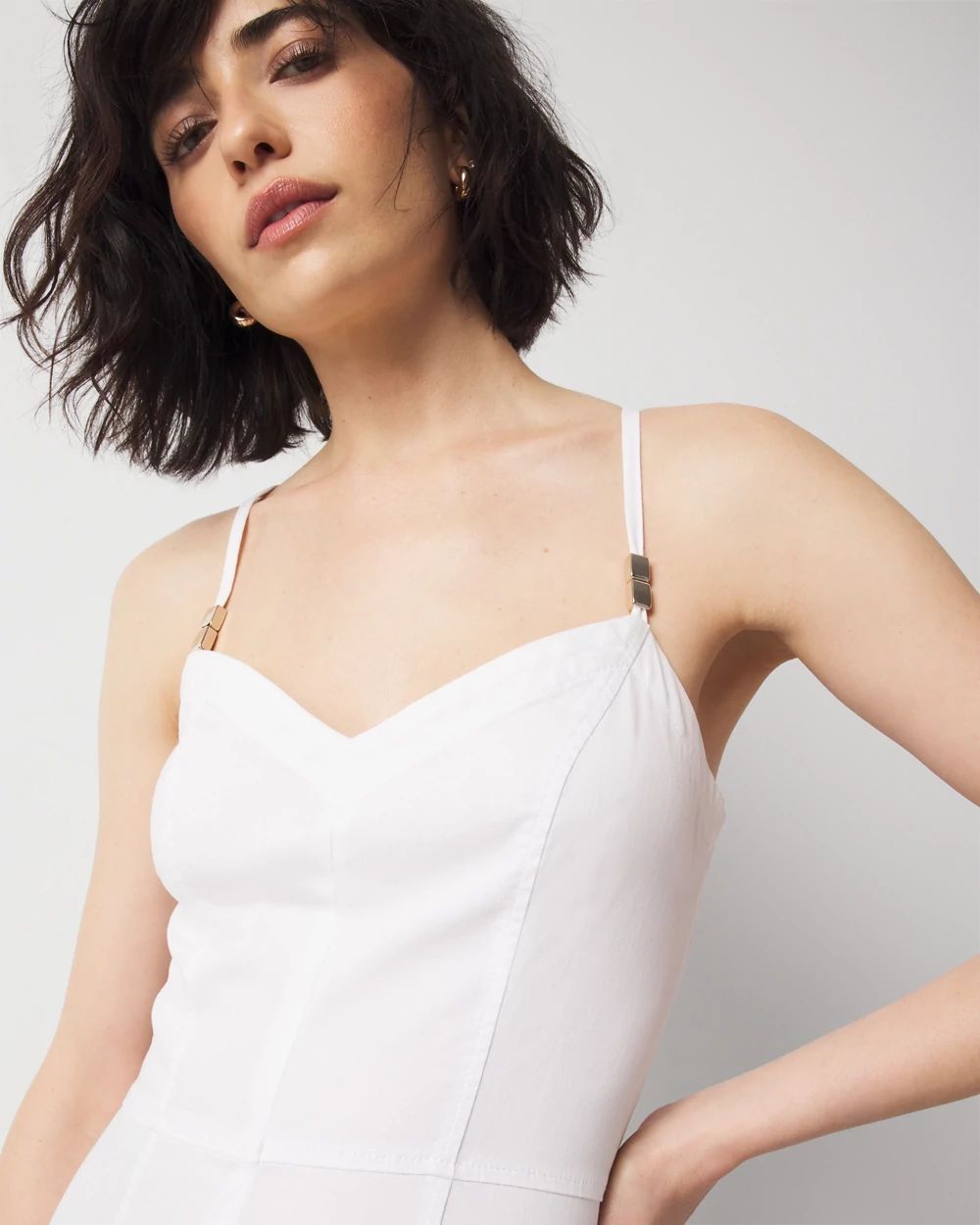 Bead Detail Denim Midi Dress