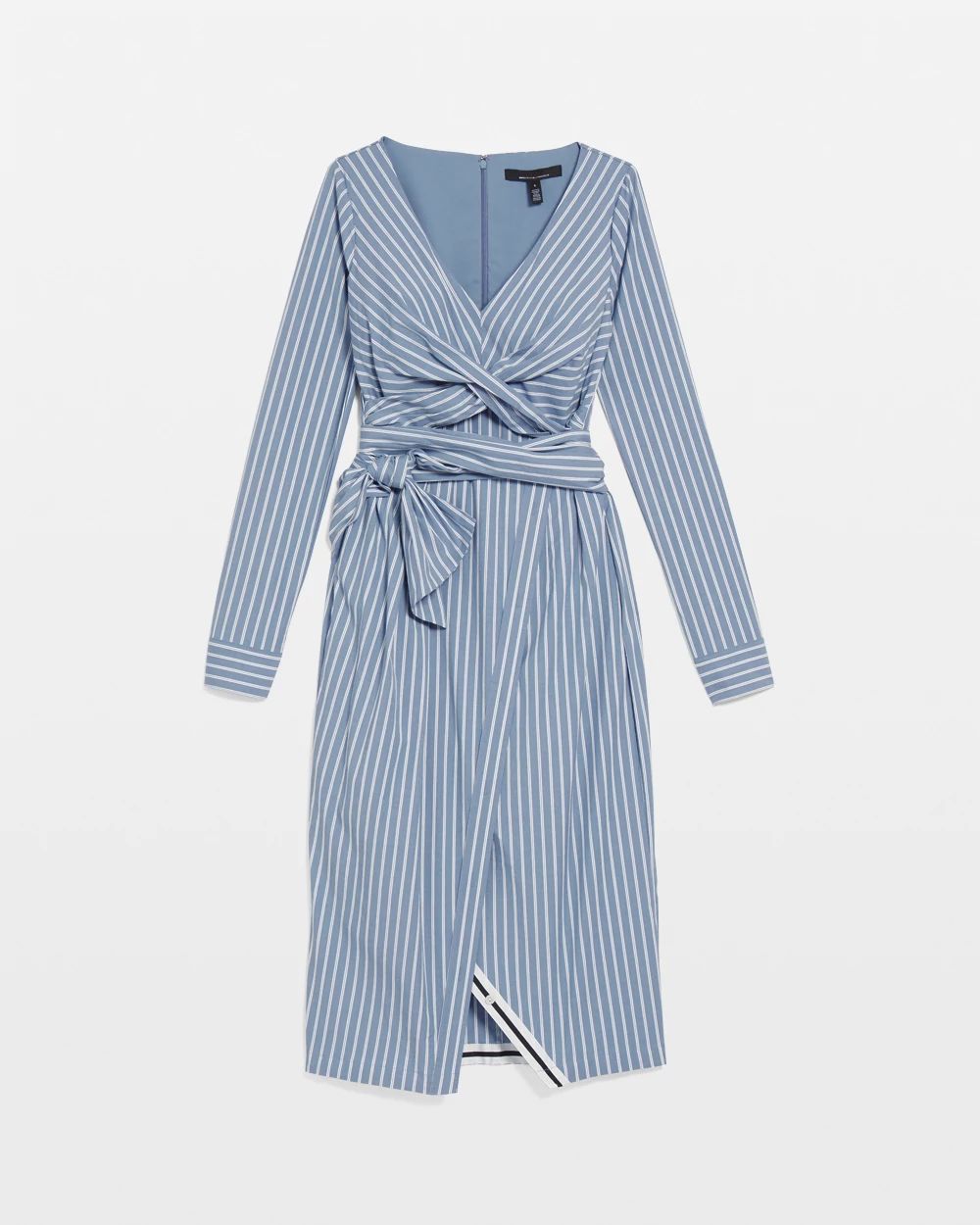 Poplin Twist-Front Midi Shirt Dress