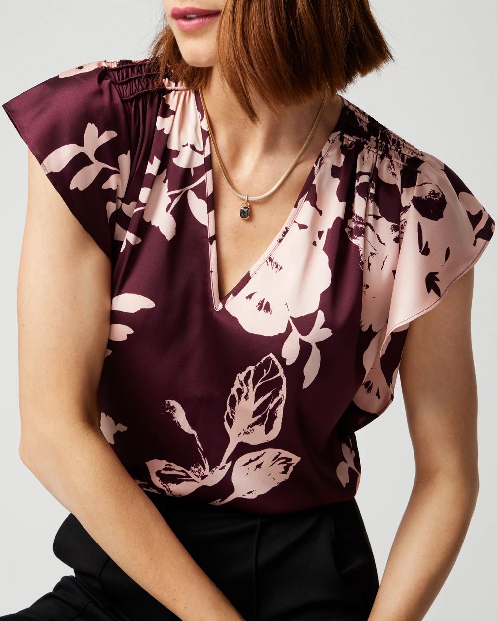 Flutter-Sleeve V-Neck Top