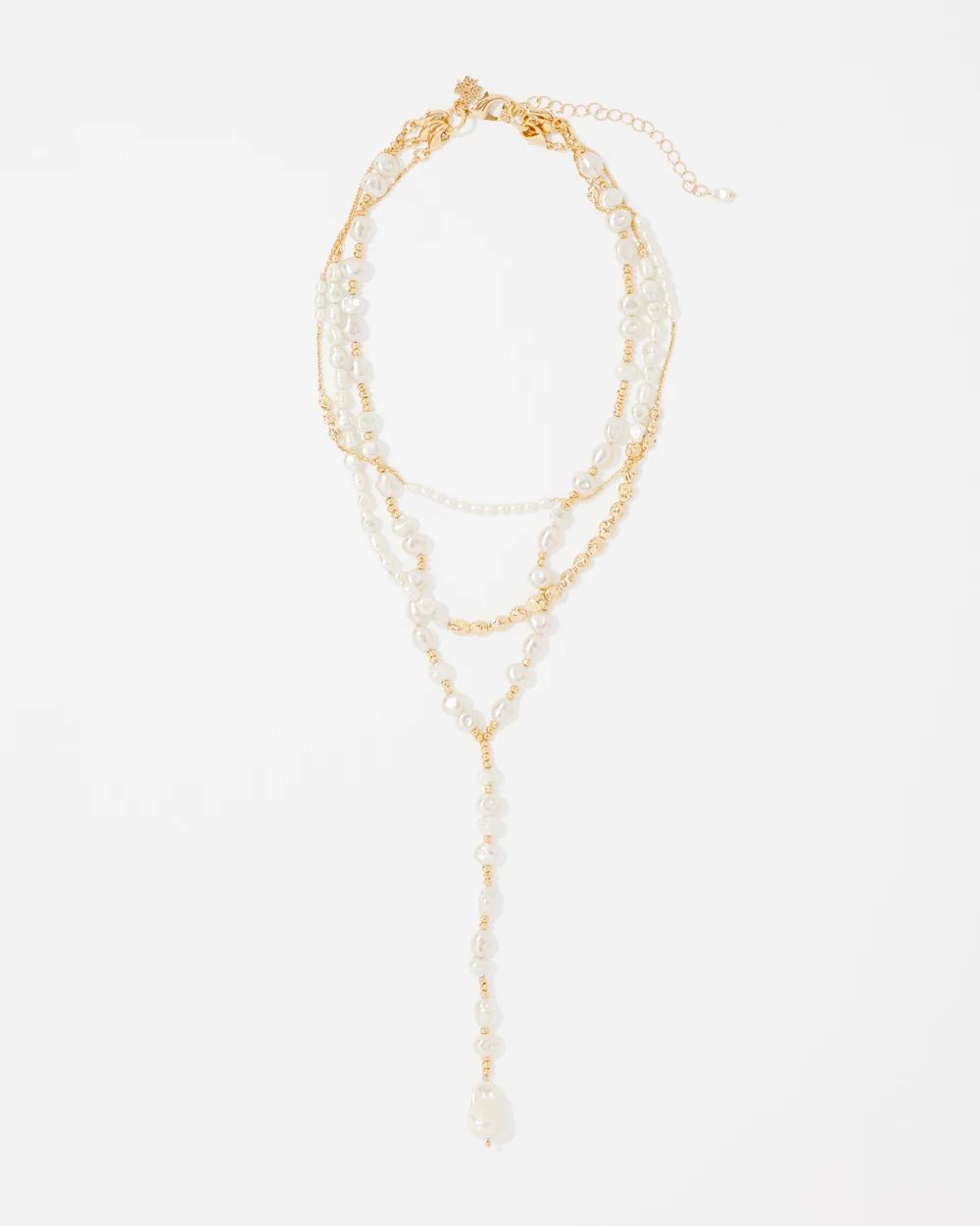 Gold + Pearl Convertible Y Necklace