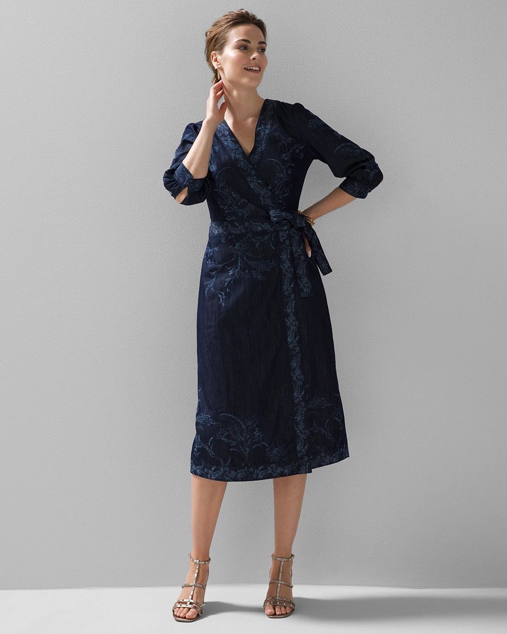 Denim Wrap Midi Dress