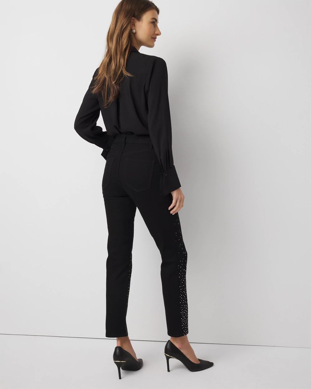 Embellished Mid Rise Slim Jean