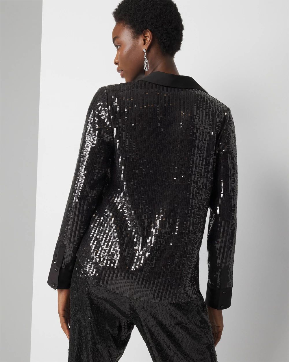 Satin + Sequin Striped Shirt