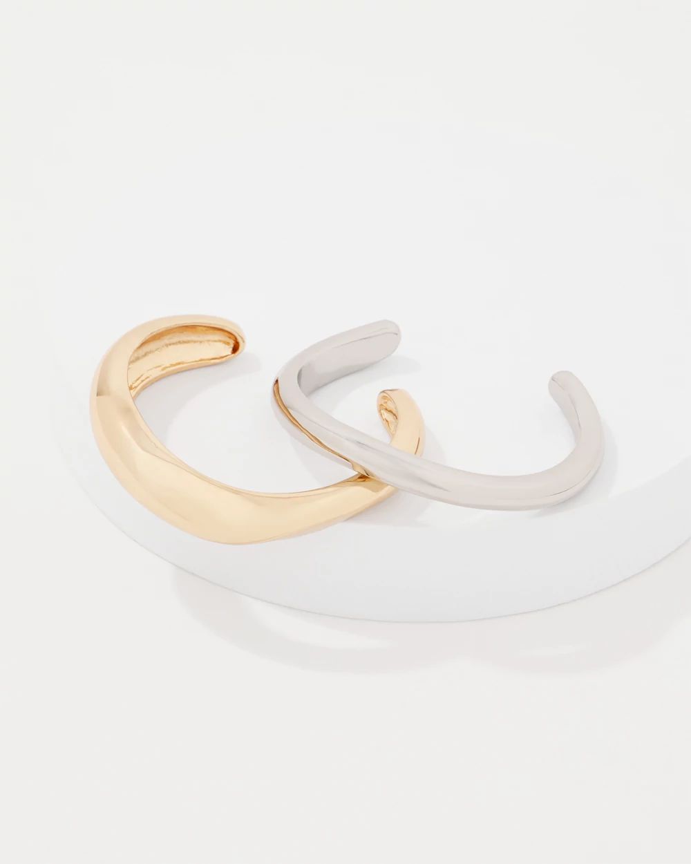 Silver + Gold Sculptural Cuff 2 Pack