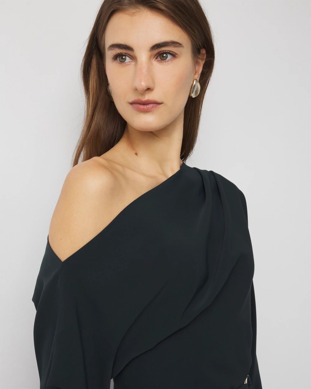 Off-The-Shoulder Belted Dress