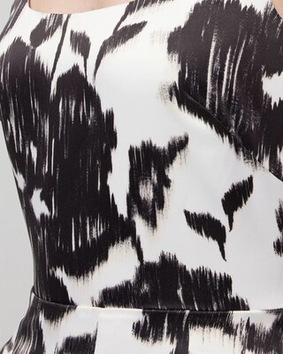 Sleeveless Satin Square Neck Fit-and-Flare Dress