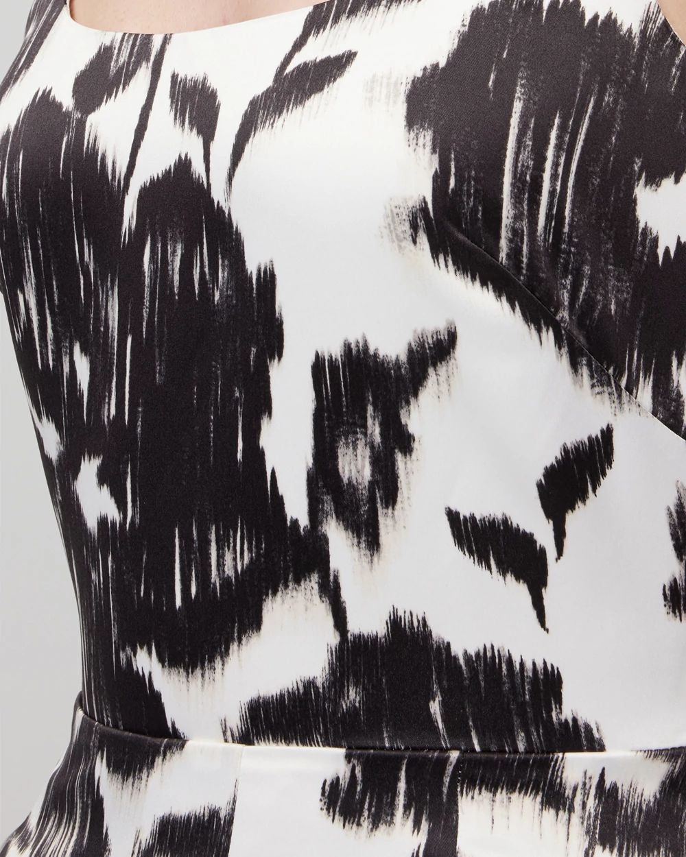 Sleeveless Satin Square Neck Fit-and-Flare Dress