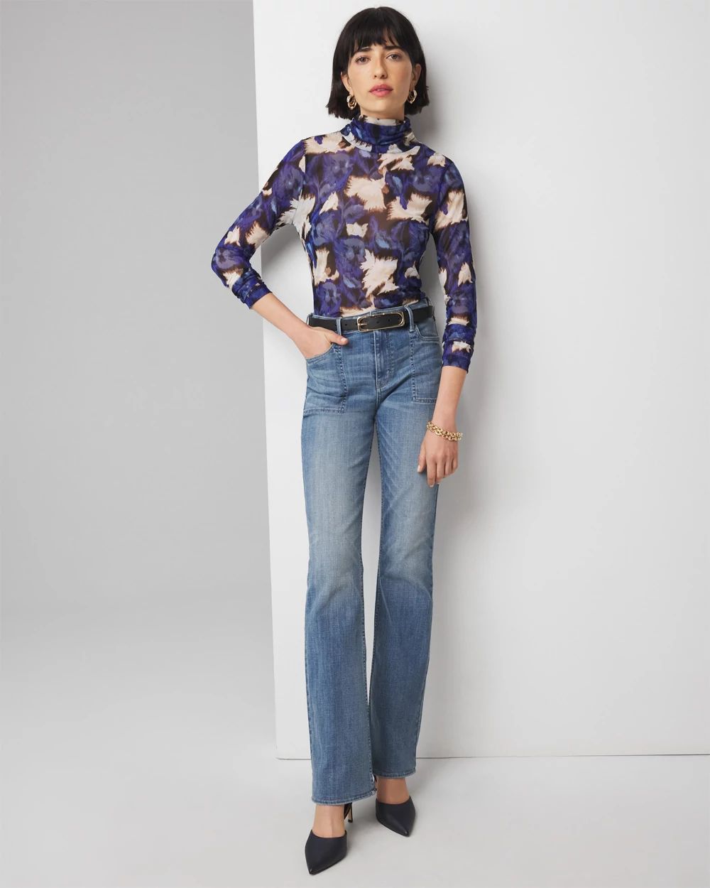 High-Rise Novelty Pocket Bootcut Jean