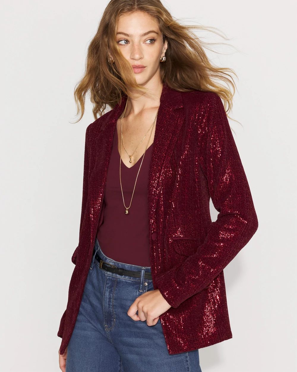 Petite WHBM®  One-Button Sequin Blazer