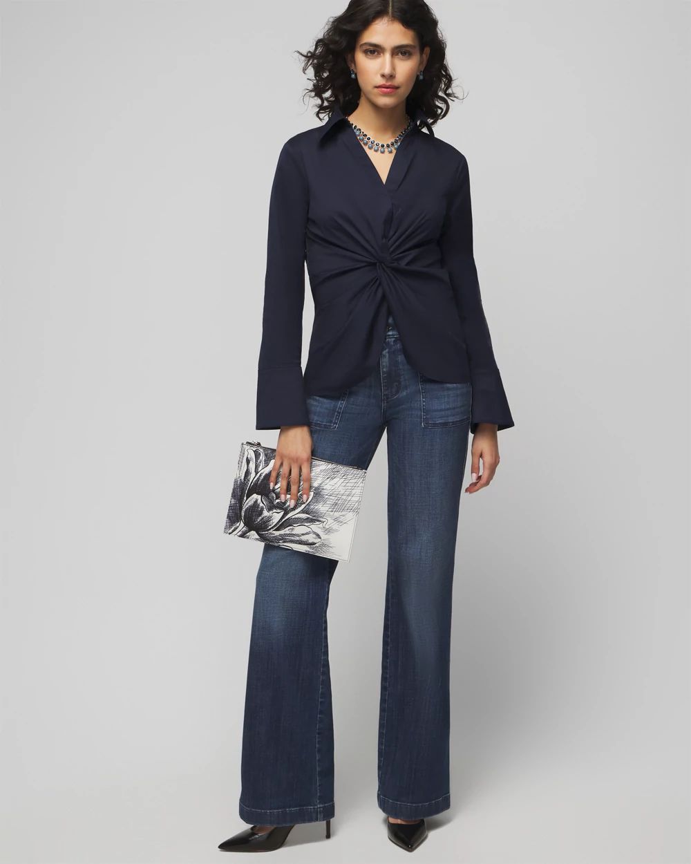 Long Sleeve Twist Poplin Shirt