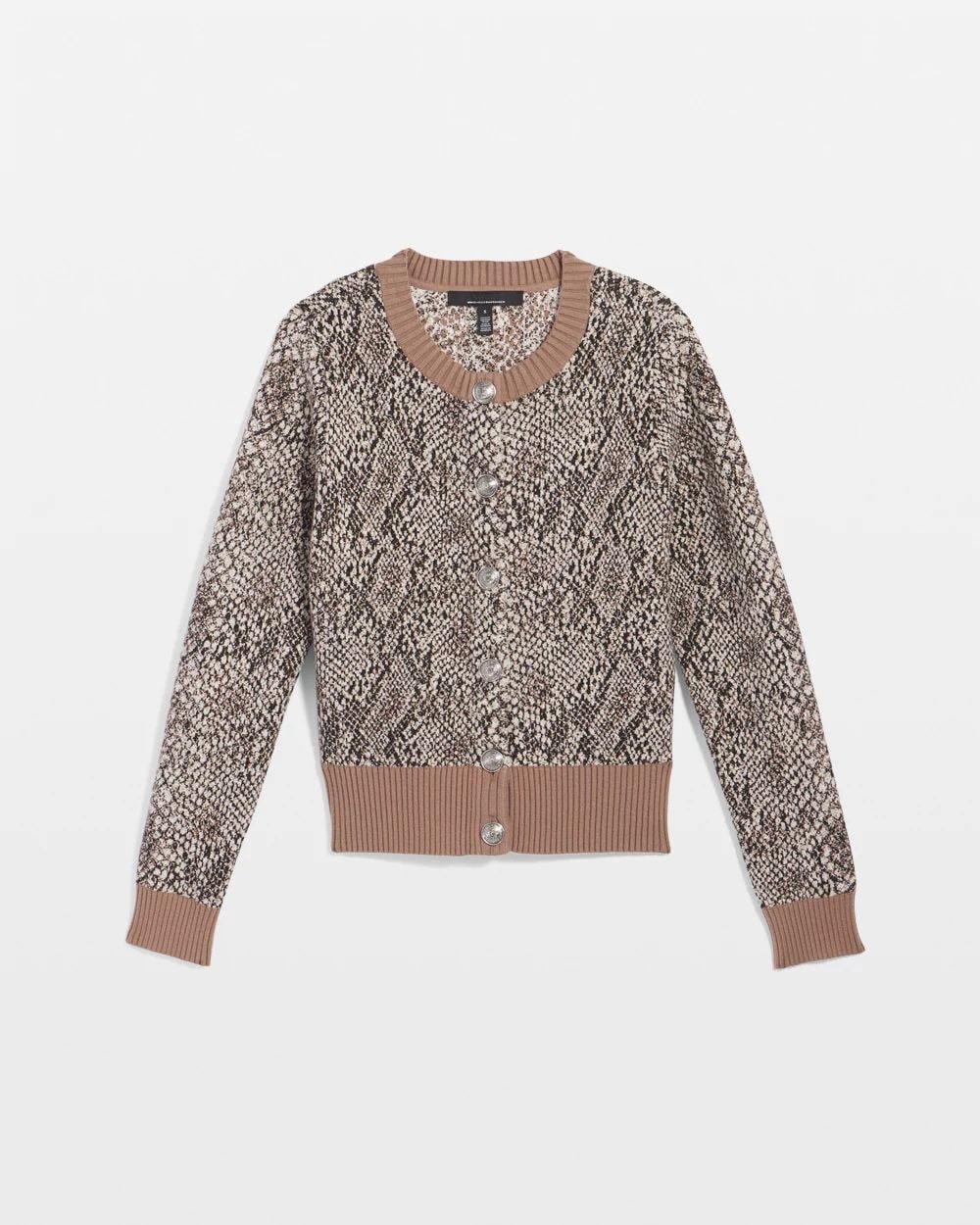 Snake Print Button-Front Cardigan