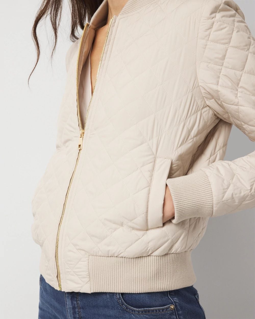 Petite Quilted Bomber Jacket
