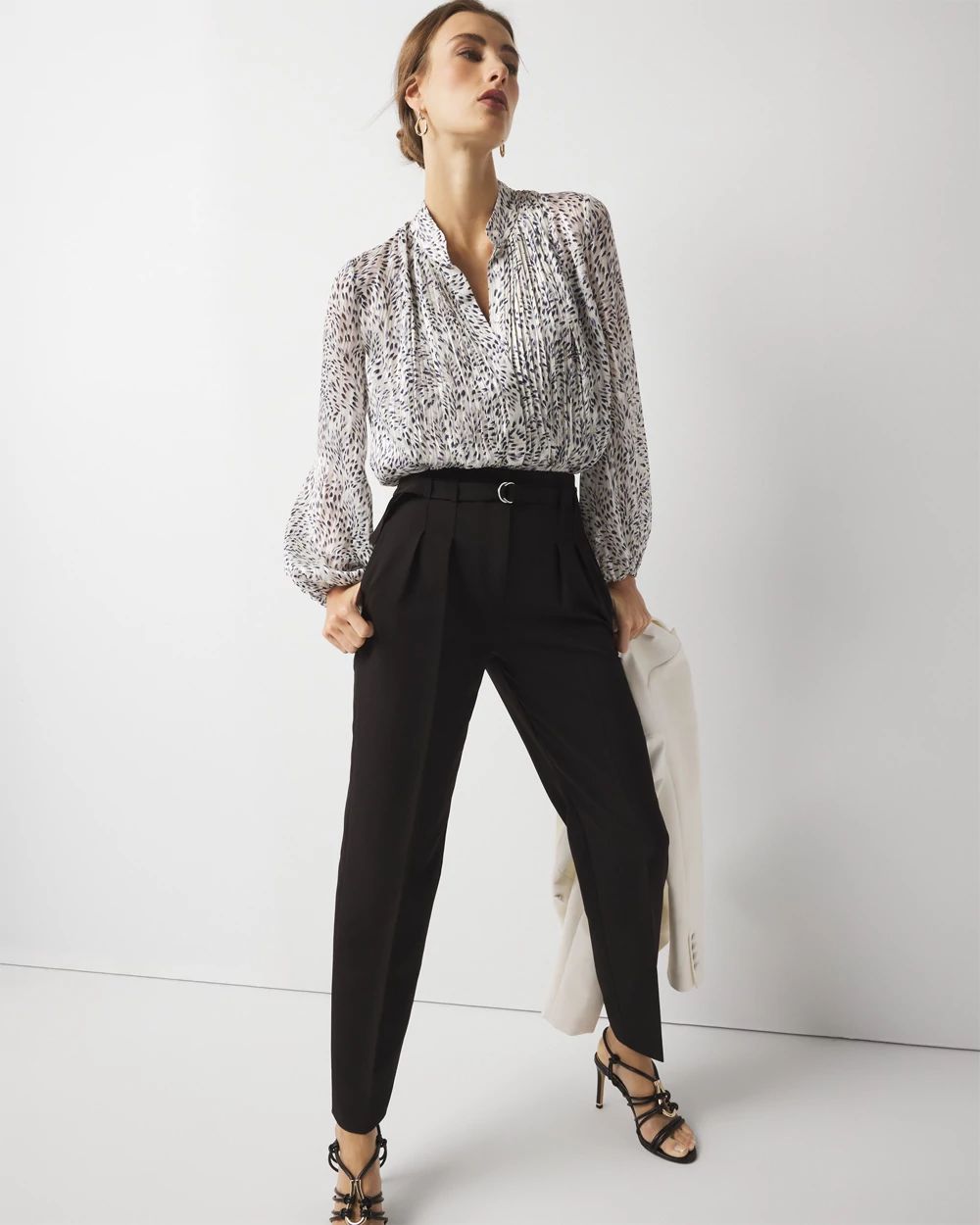 High-Rise Belted Tapered Ankle Pant