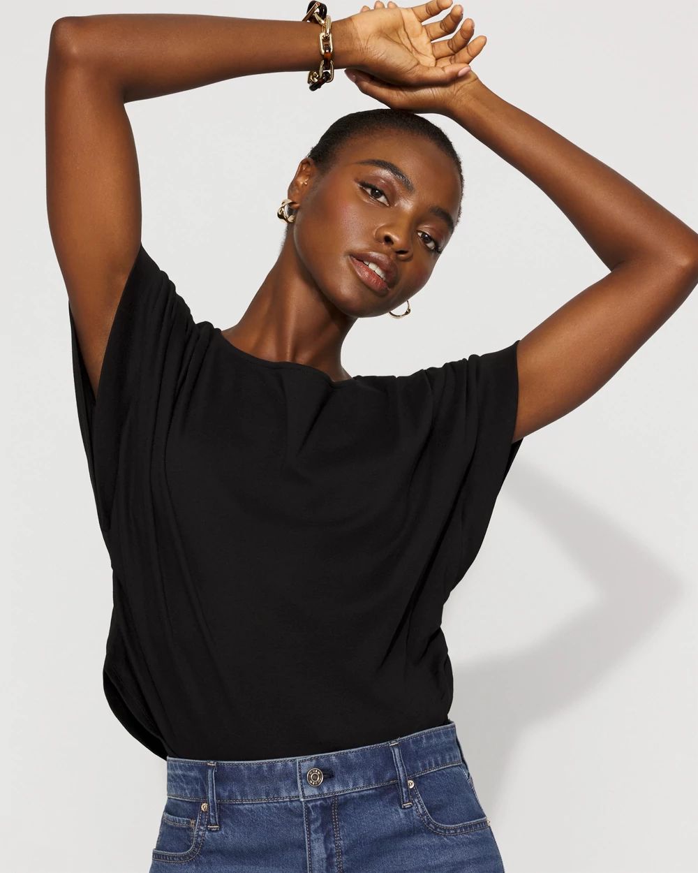Pleated Cap Sleeve Tee